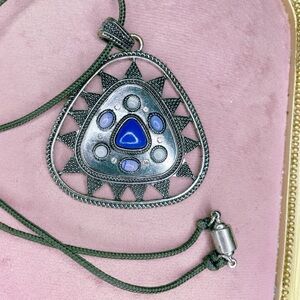 41u. Art Deco Southwest Pewtertone Pendant